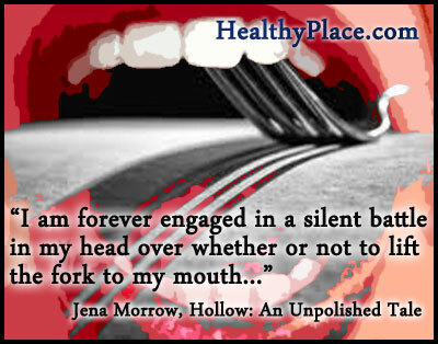 Citiranje motenj hranjenja - Za vedno sem v tišini v glavi, ali naj vilice dvignem v usta ali ne ...