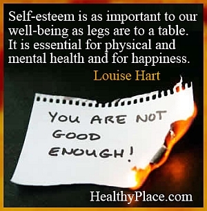 Citat o duševnem zdravju - Samozavest je enako pomembna za naše počutje, kot so noge k mizi. Bistvenega pomena je za telesno in duševno zdravje ter za srečo.