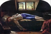 Slika Henryja Wallisa "Smrt iz Chattertona" prikazuje moškega, ki je z arzenom storil samomor